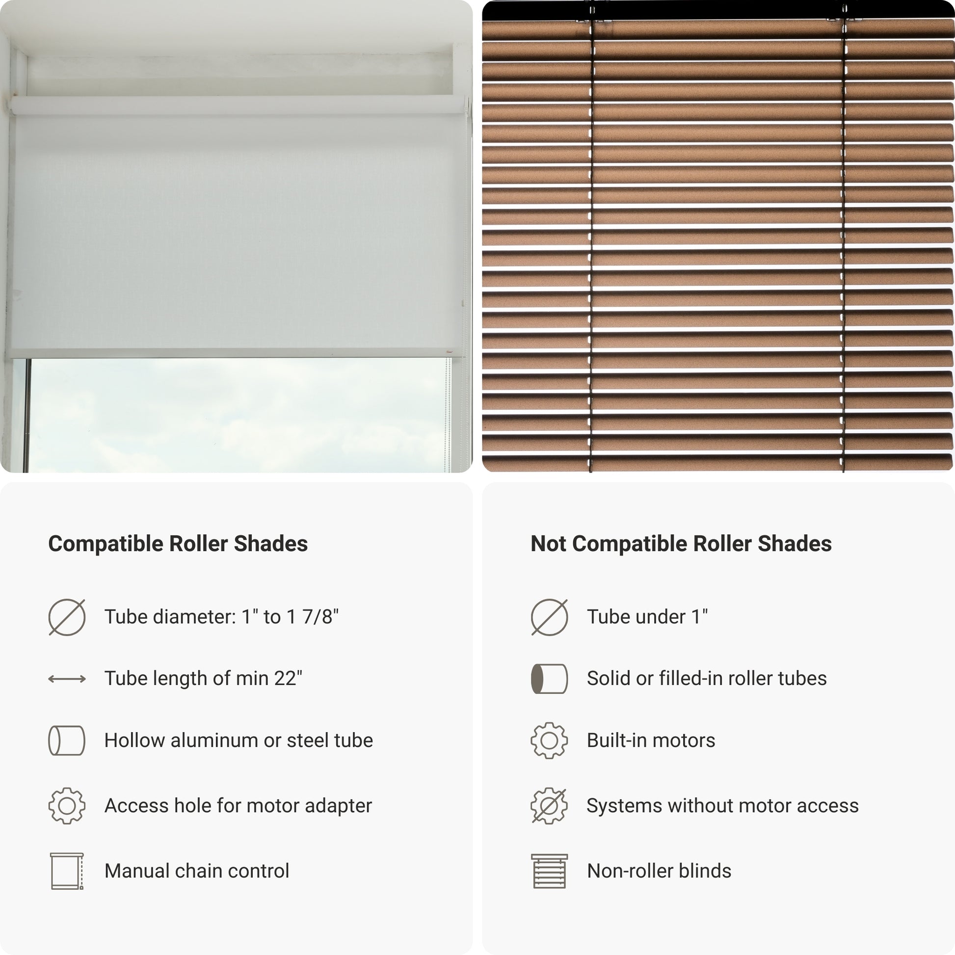 Motorized Roller Shade Retrofit Kit Compatibility
