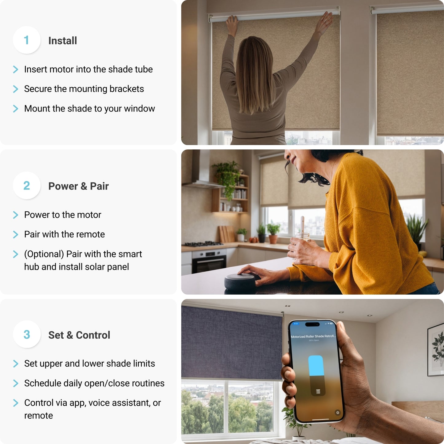 Motorized Roller Shade Retrofit Kit Installation Steps