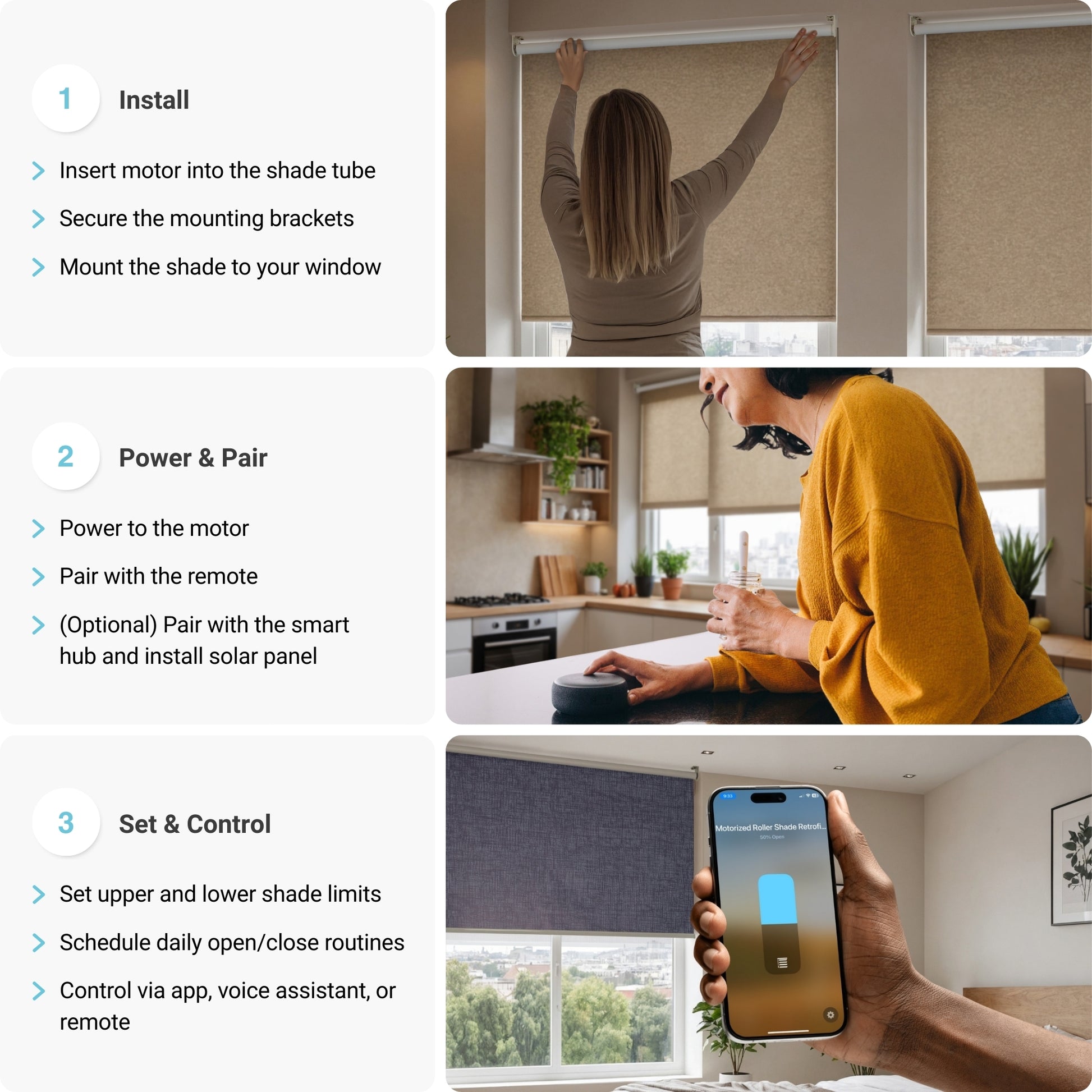 Motorized Roller Shade Retrofit Kit Installation Steps