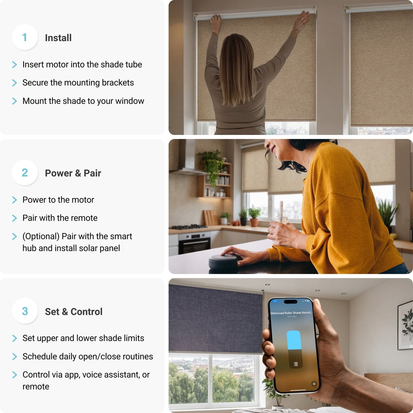Motorized Roller Shade Retrofit Kit Installation Steps