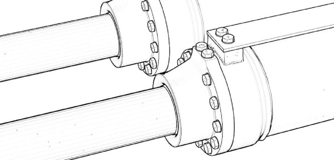 Technical engineering drawing of the hydraulic cylinder  