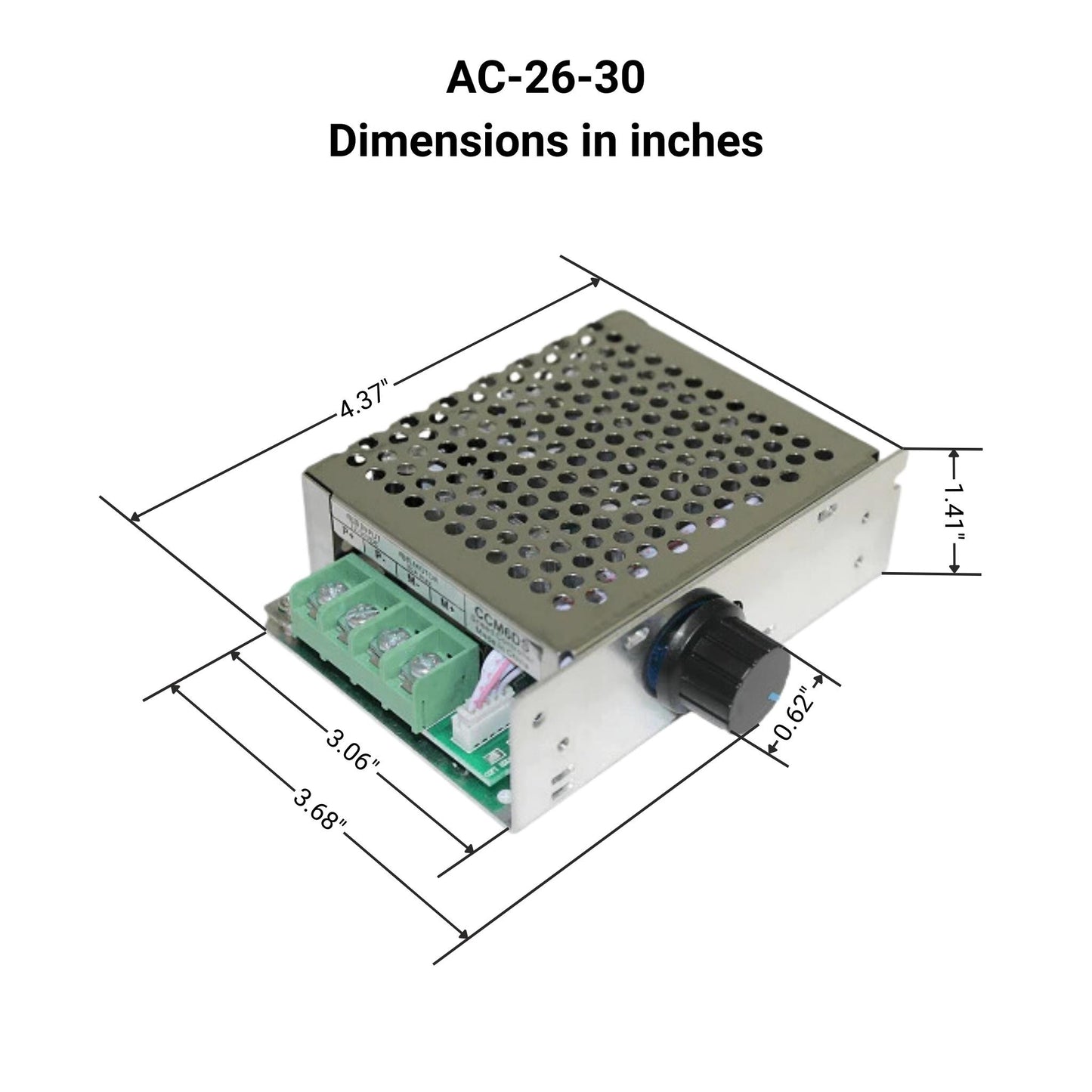 DC Speed Controller - 30A dimensions in inches