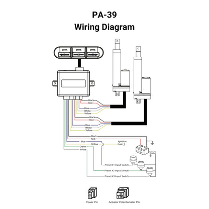 12-24 VDC - Synchronized Dual Potentiometer Actuator Control - 30A - Wired Remote Wiring Diagram