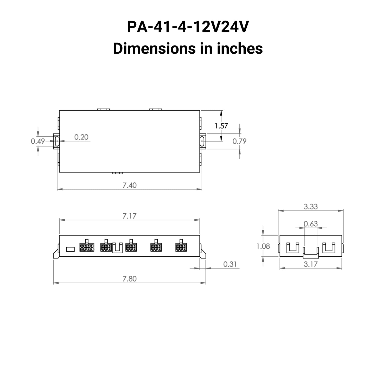 PA-41-4-12V24 control box dimensions in inches